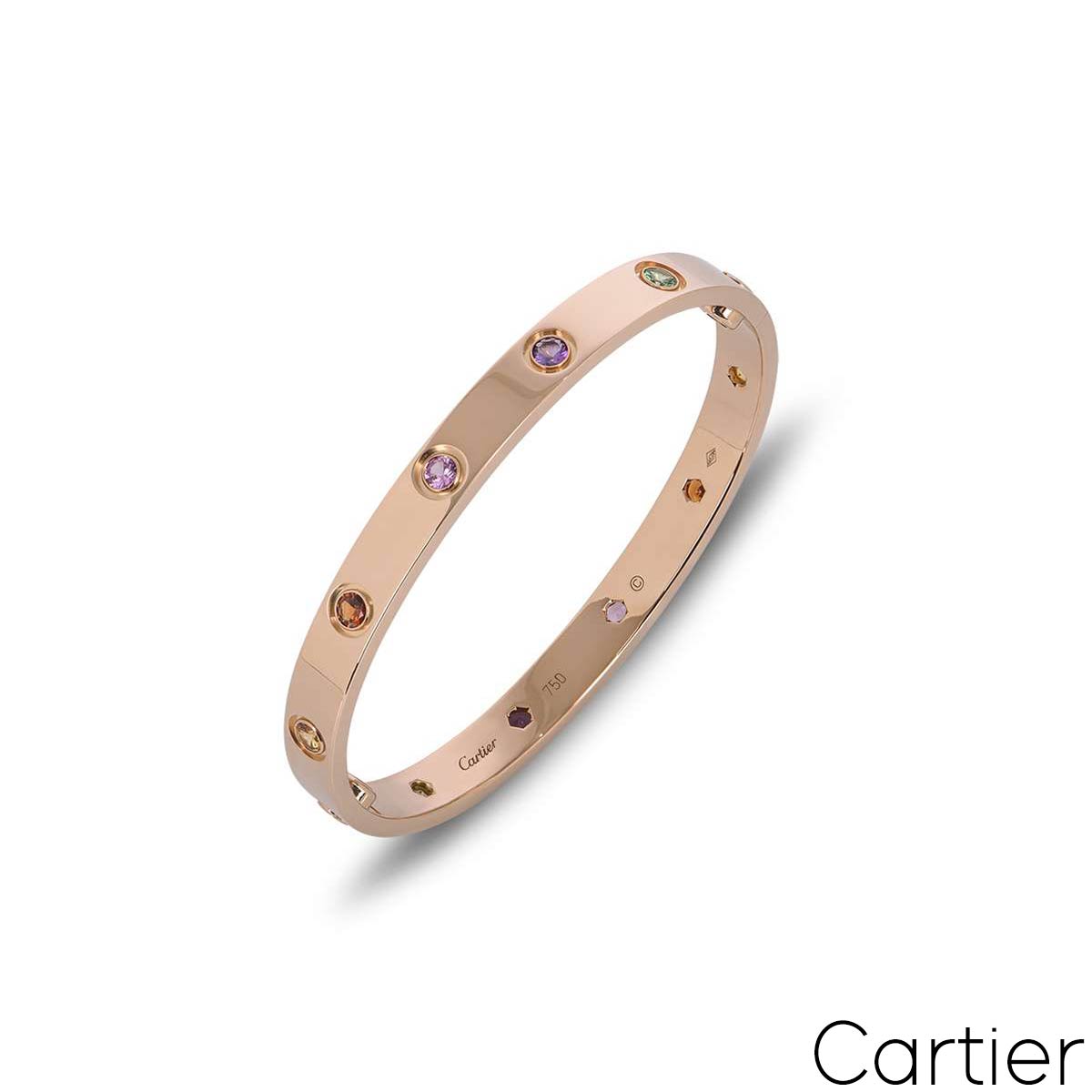Cartier Rose Gold Coloured Stones Love Bracelet Size 16 B6036516 Cartier Rose Gold Coloured Stones Love Bracelet Size 16 B6036516